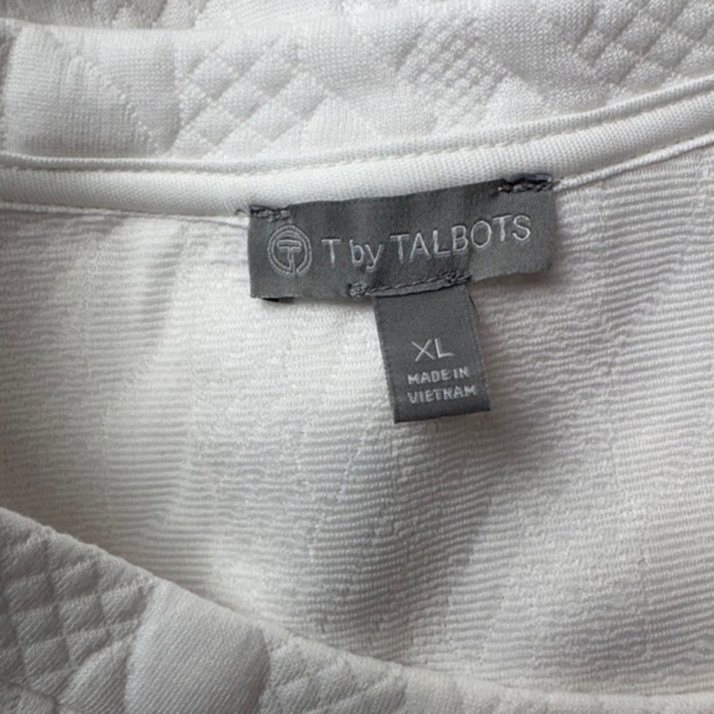 T by Talbots Womens XL Crewneck T-Shirt Dress Cable Jacquard White Drawstring - Picture 5 of 6